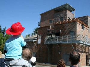 Fire Training center with kid watching