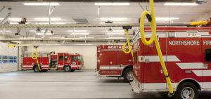 Northshore Fire Department inside garage
