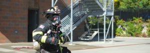 Northshore Firefighter in full gear during training